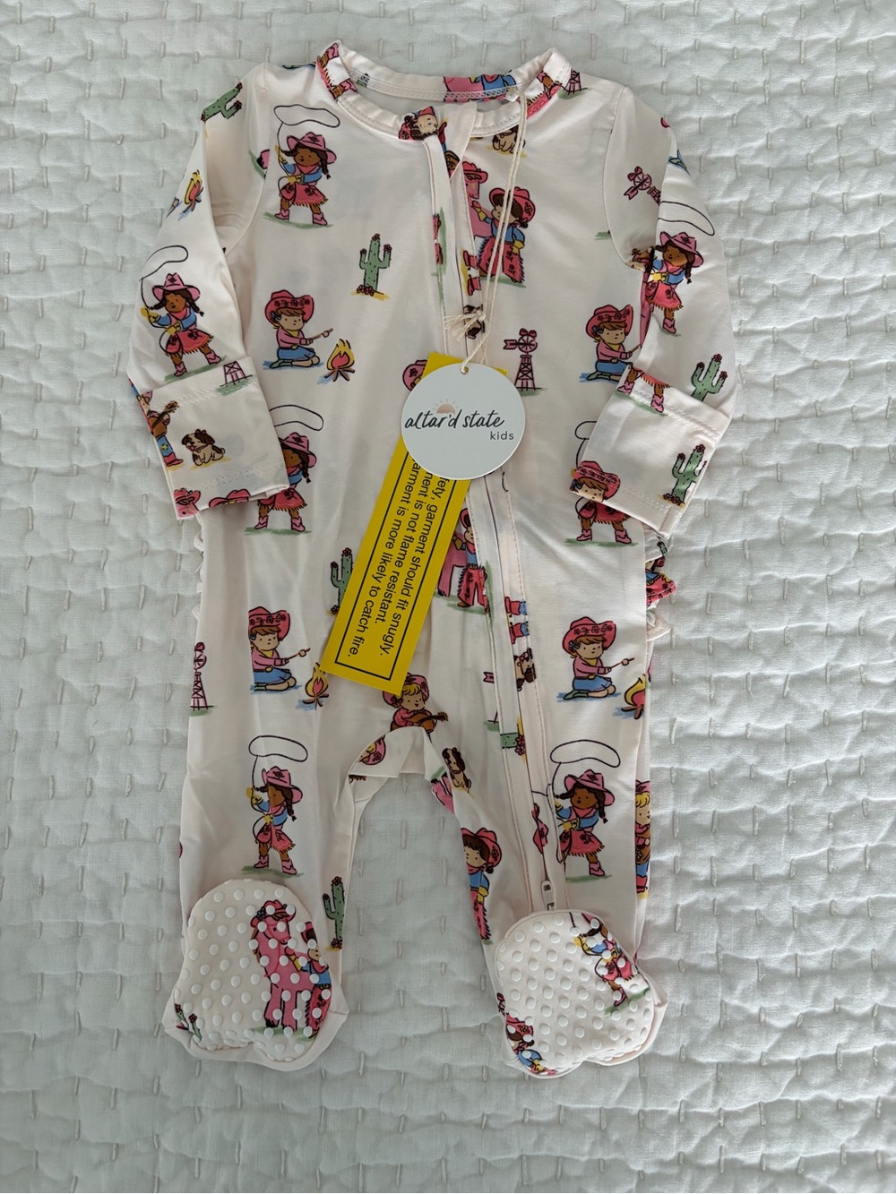 NWT Angel Dear/Altar'd State Kids Bamboo Ruffle Western Cowgirl Footie Pajama